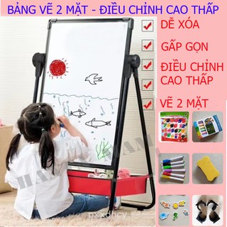 Bảng Cho Bé, Bảng Flipchart 2 mặt xanh và trắng. Bảng viết bút lông cho bé 3-7 tuổi.