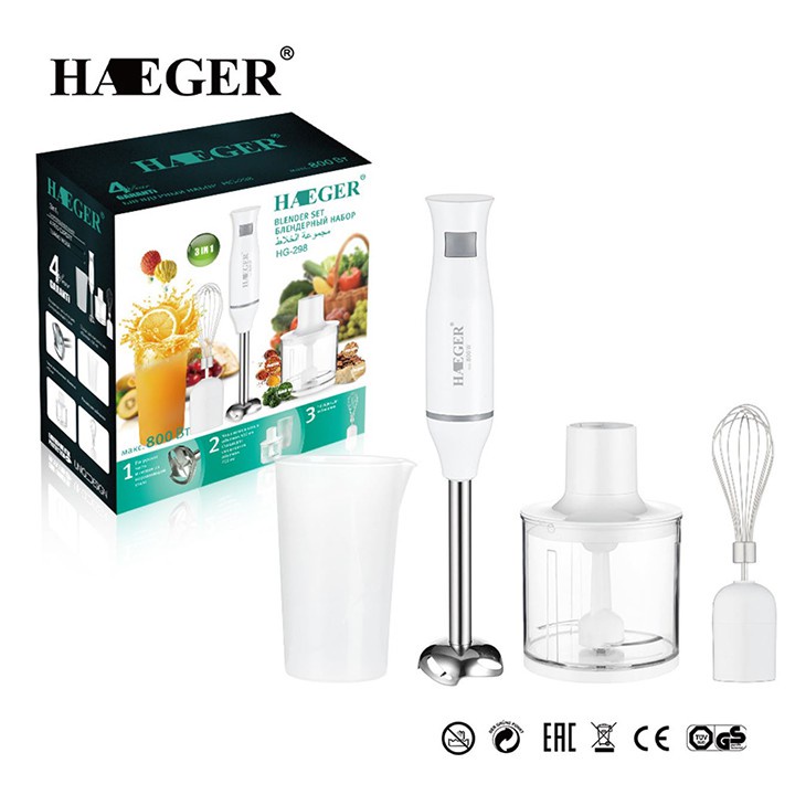Máy xay cầm tay, xay sinh tố, máy đánh trứng 4IN1 Haeger 750W