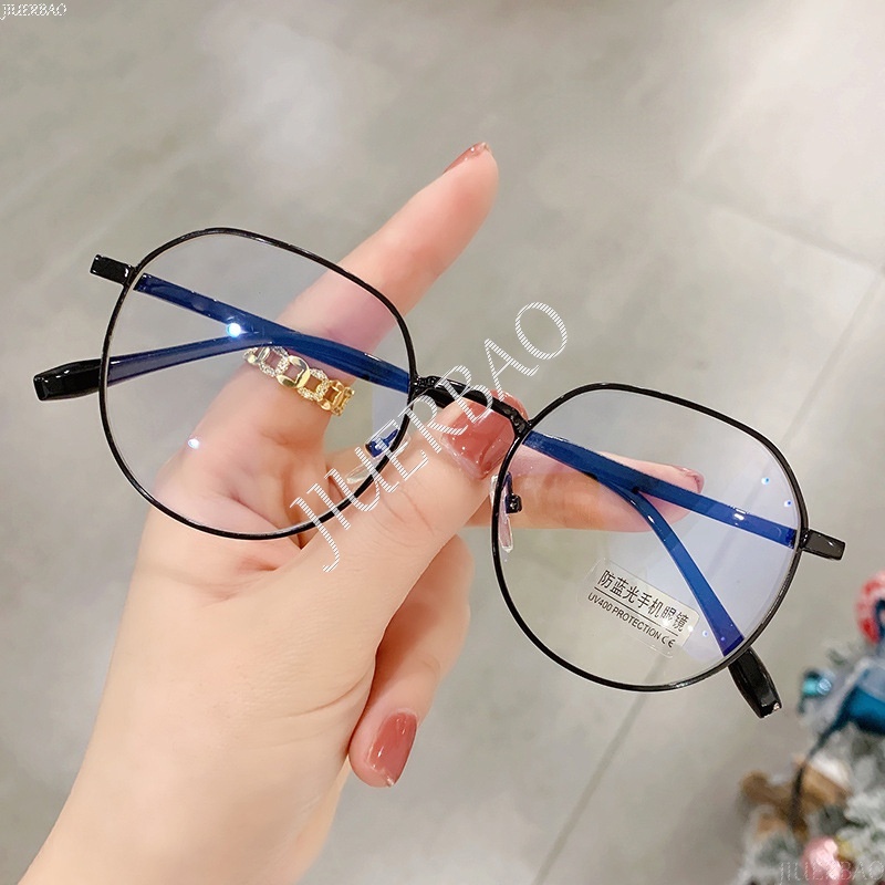 Mắt Kính Chống Bức Xạ Gọng Kim Loại Phong Cách Hàn Quốc Dành Cho Nữ