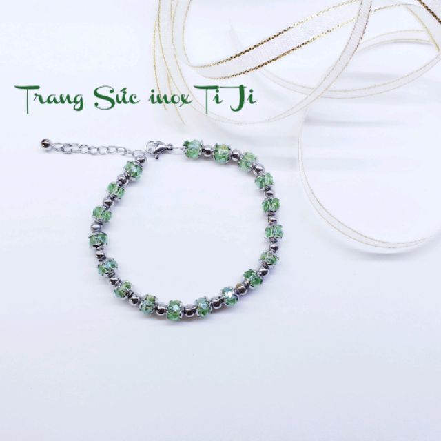 Lắc tay nữ kiểu bi kết hợp hạt pha lê lấp lánh