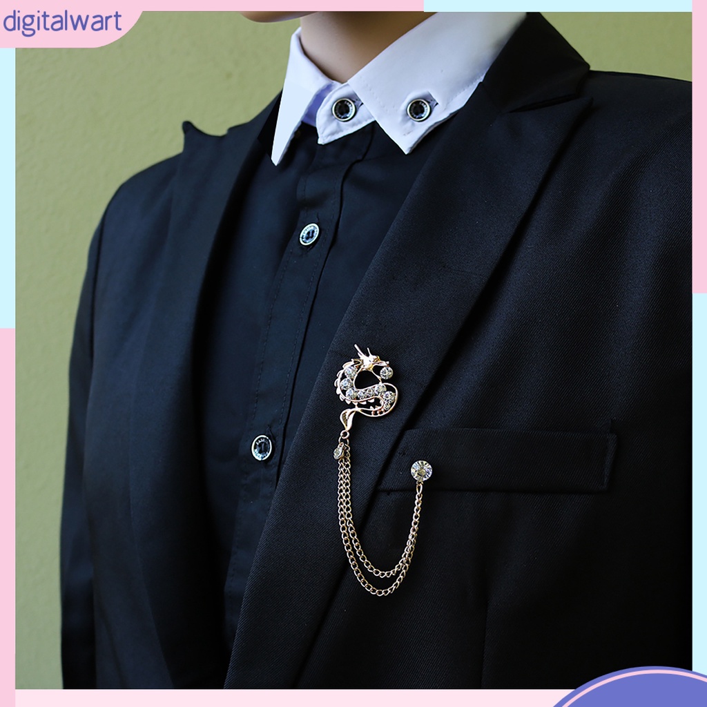 Huy hiệu cài áo hình rồng Trung Hoa đính đá thời trang