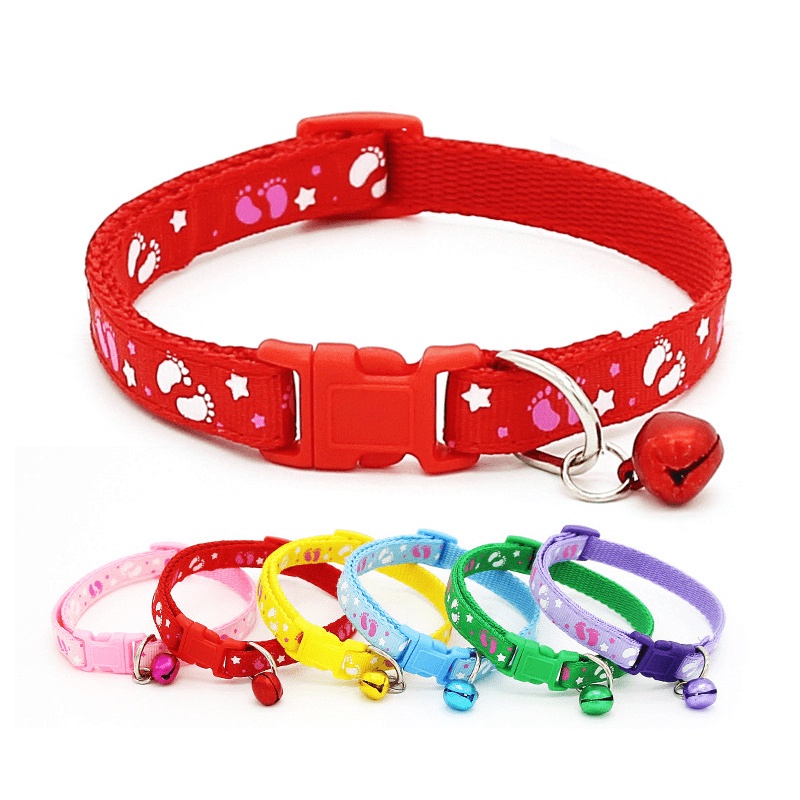Ng cổ cho chó mèo có chuông, vòng cổ lục lạc bản 1cm họa tiết bàn chân cho chó mèo Kún Miu pet shop
