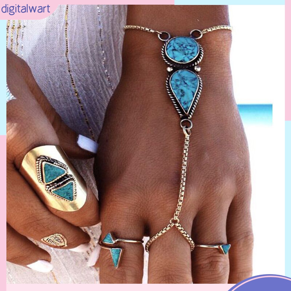 Lắc tay nối nhẫn đính hạt đá cẩm thạch thời trang