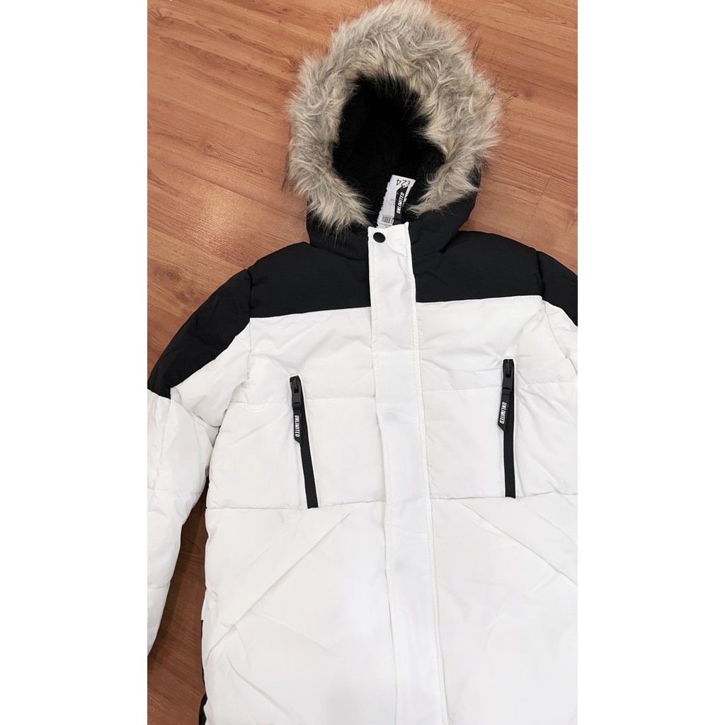 Áo phao Parka Geogre mũ lông màu trắng đen size lớn