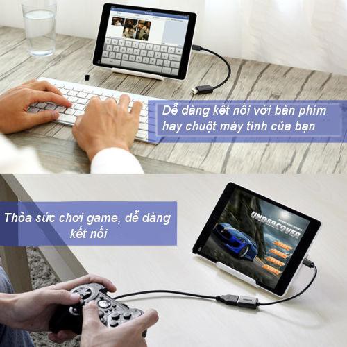 Dây USB2.0 sang Micro USB vuông góc, hỗ trợ OTG dài 15cm UGREEN US119 10379