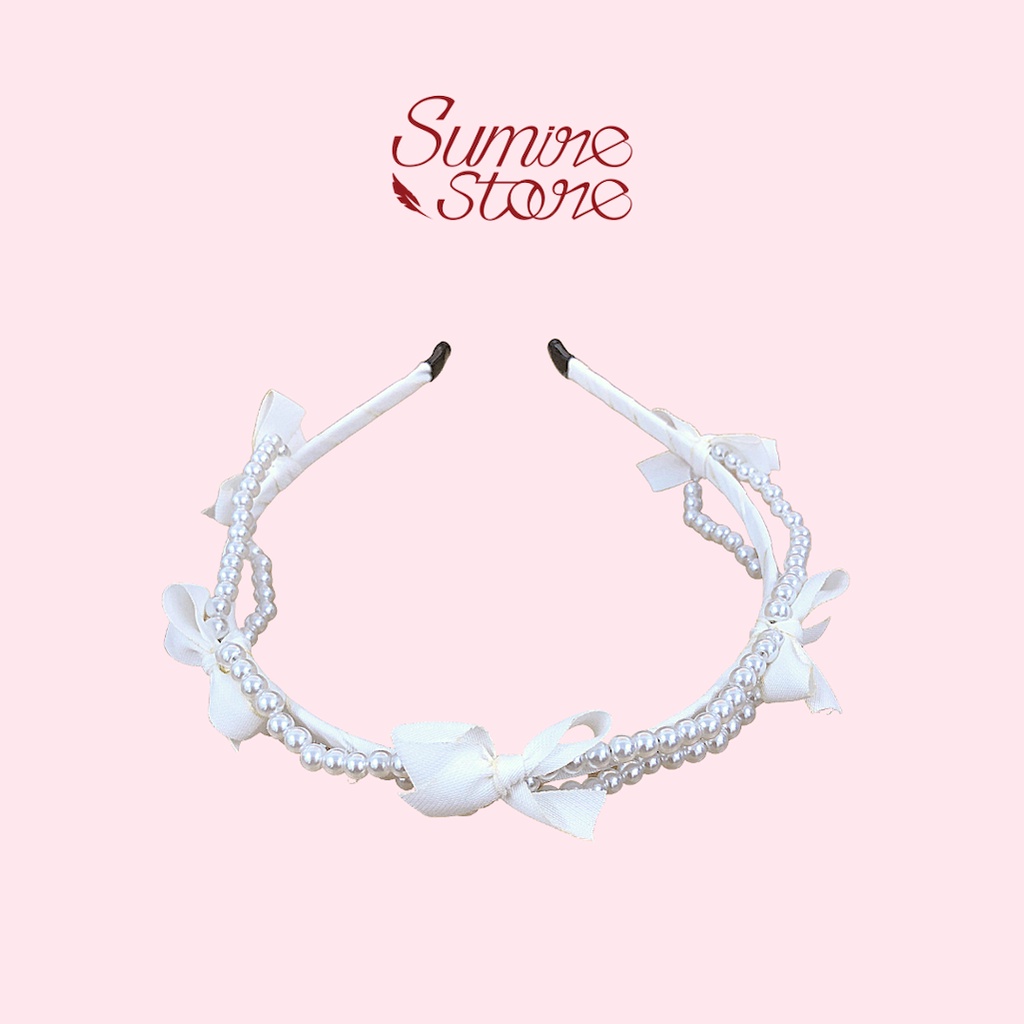 Sumire Store Cài tóc dây ngọc phối nơ