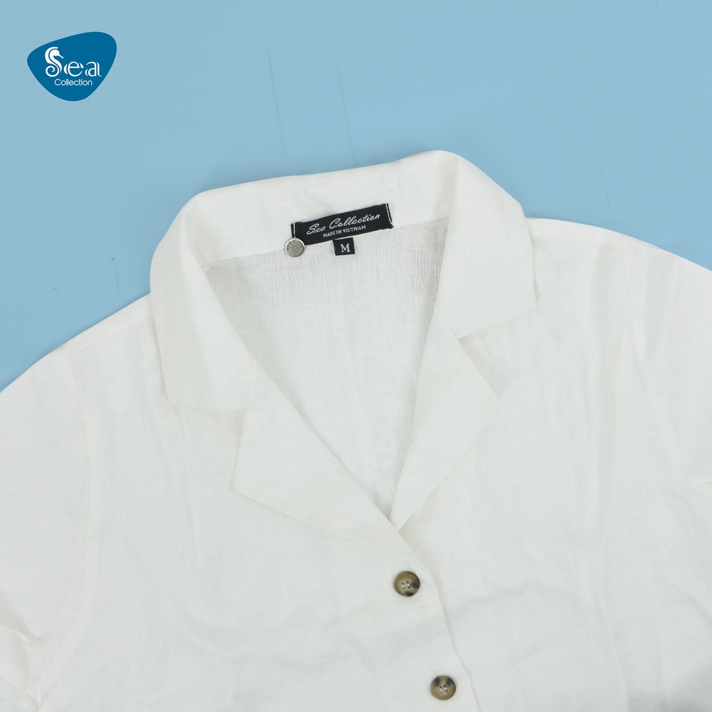 Set Bộ Áo ngắn tay và Quần Đùi Linen Nữ Sea Collection 11517
