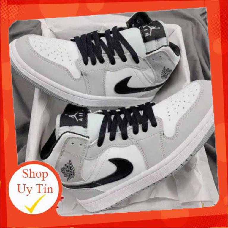 Giày thể thao JD 1 cao cổ xám trắng đen 💦SALE SỐC🌺, Giày air jordan 1 xám cao móc đen nam nữ mới nhất full box bill