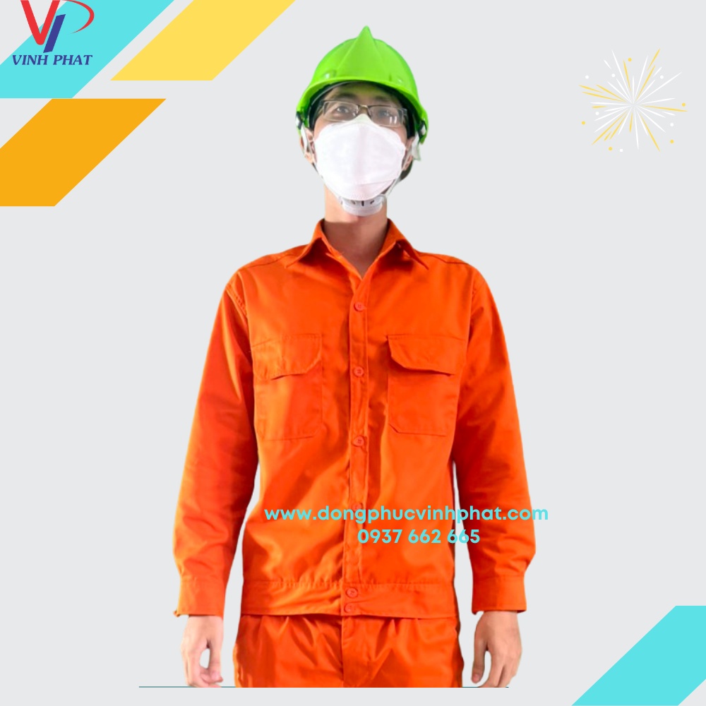 Quần Áo Bảo Hộ Lao Động Màu Cam Đồng Phục cho Công Nhân Kỹ Sư Lao Ngành Nghề Hình Thật
