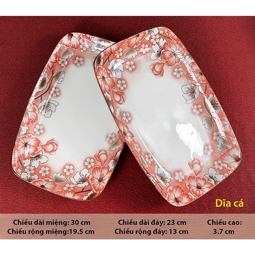 Đĩa chữ nhật sứ Bát Bảo, 4D03, Bền Đẹp Rẻ, Since_1977