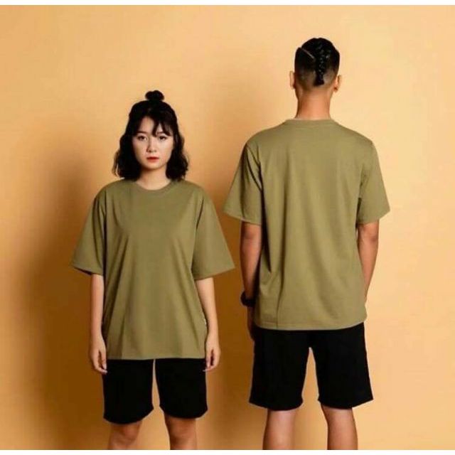 Áo Thun Tay Lỡ Oversize Màu Xanh Rêu Unisex