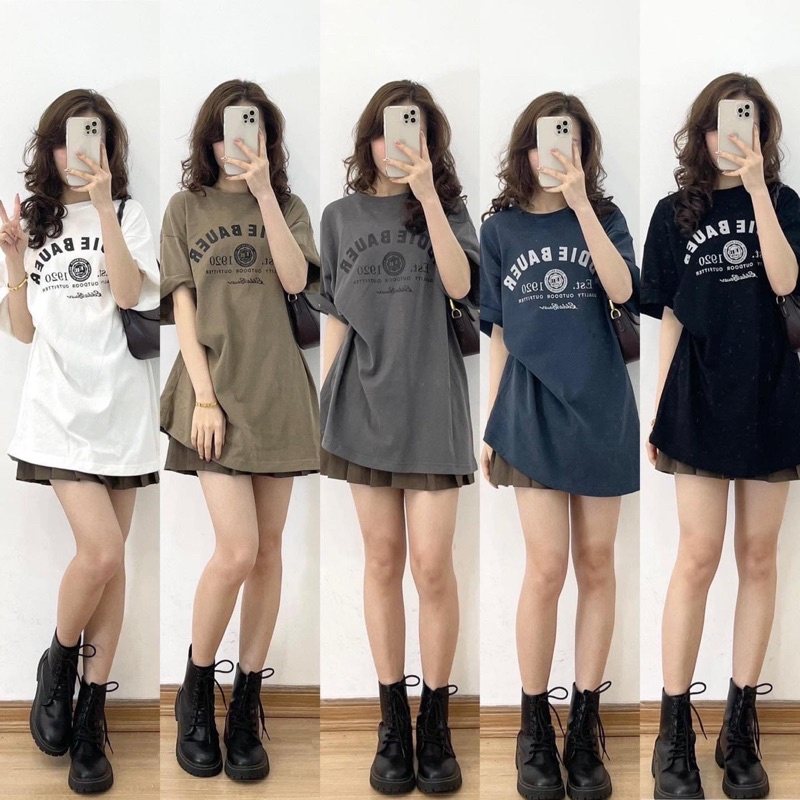 Áo phông cotton oversize in chữ EDDIE BAUER