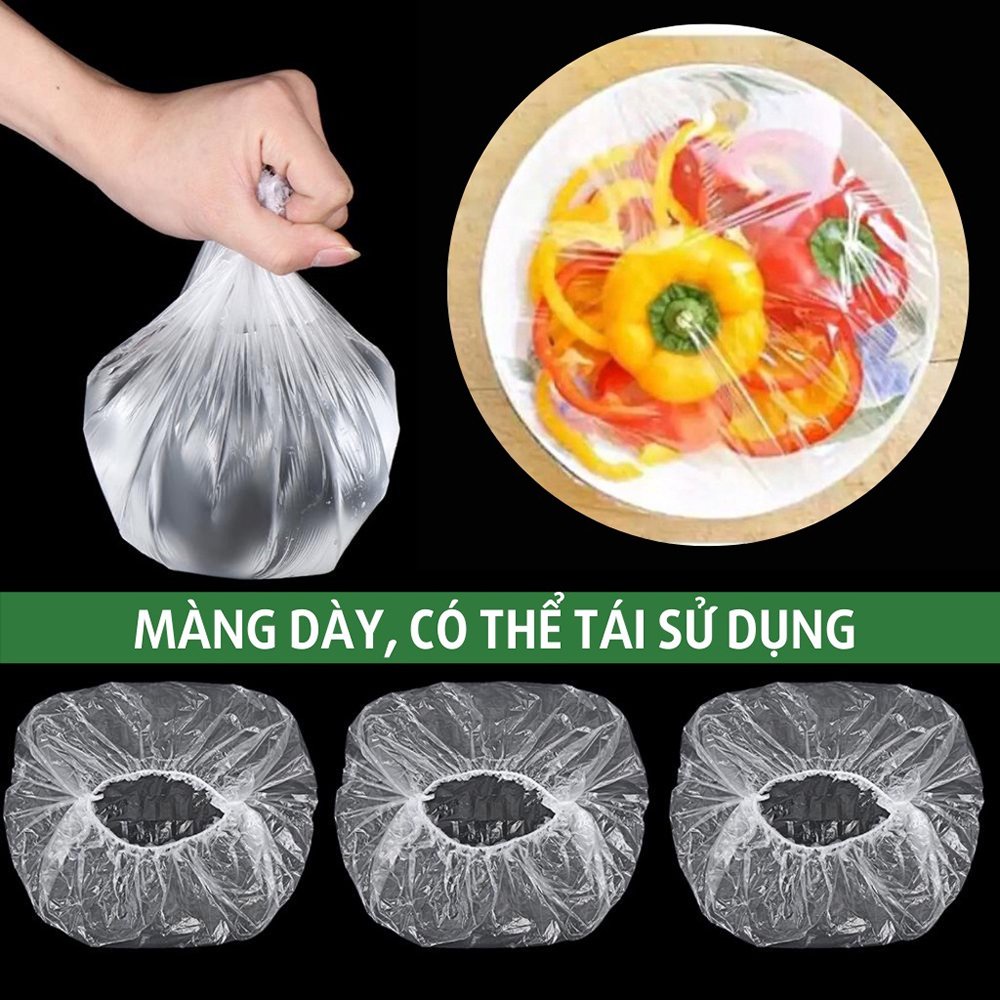 Màng bọc thực phẩm co giãn siêu dai có chun hình túi Gấu set 100 chiếc