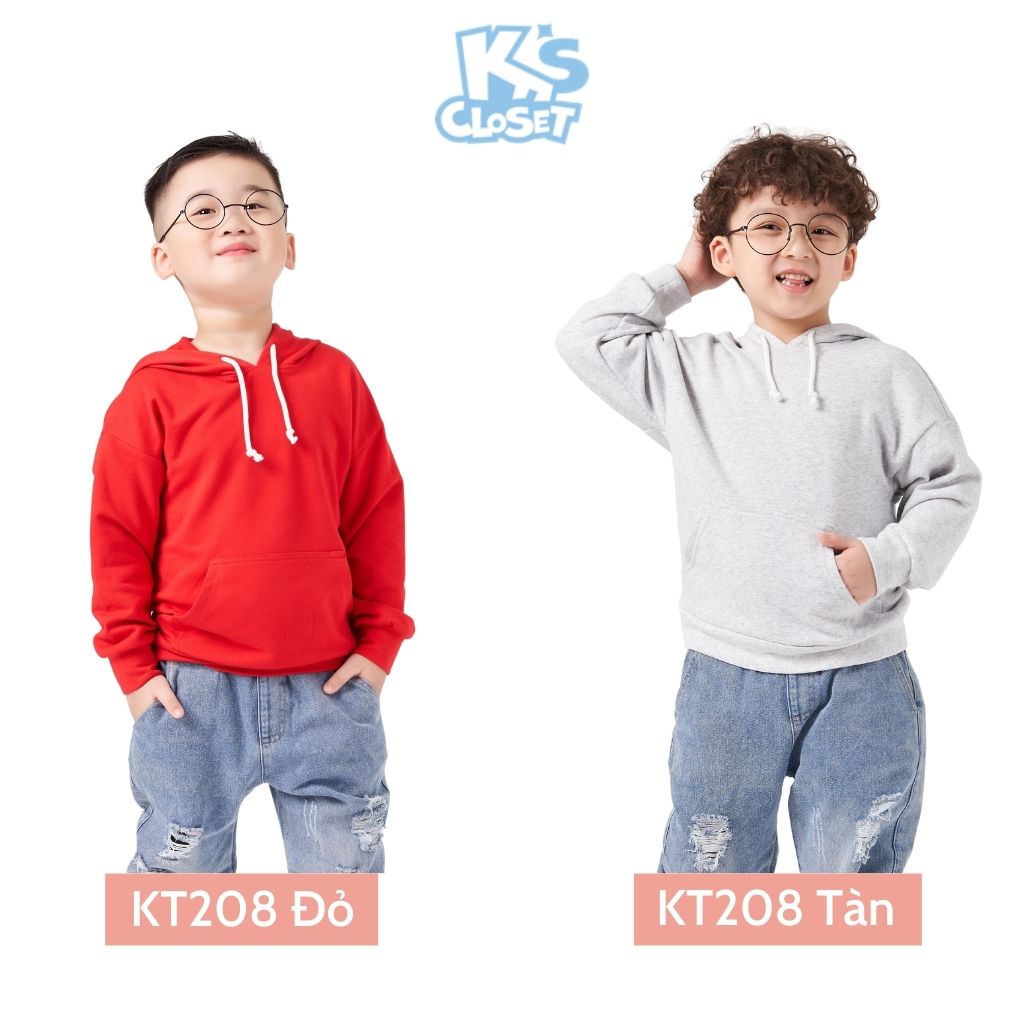 Áo Hoodie trẻ em K'S CLOSET có mũ và túi trước dành cho bé 2-14 tuổi KT208ONF