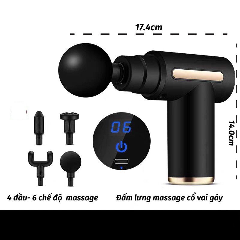 Máy Mát Xa Súng Massage Cao Cấp Giảm Căng Cơ Mini Tiện Lợi Gia.dung.hoang.anh