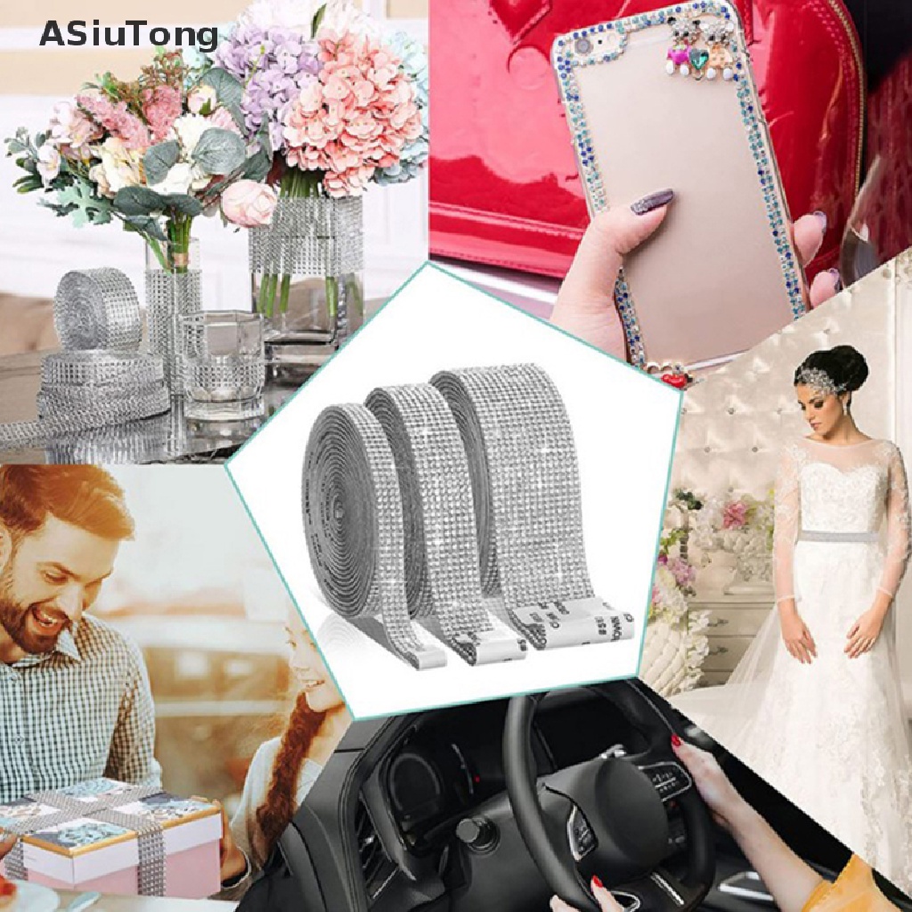 Cuộn Dây Ruy Băng Đính Đá Giả Kim Cương Tự Dính Dùng Trang Trí