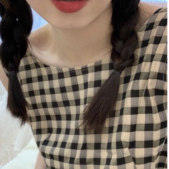 2END | Váy nữ kẻ suông dáng dài Vintage - Đầm xuông dáng dài