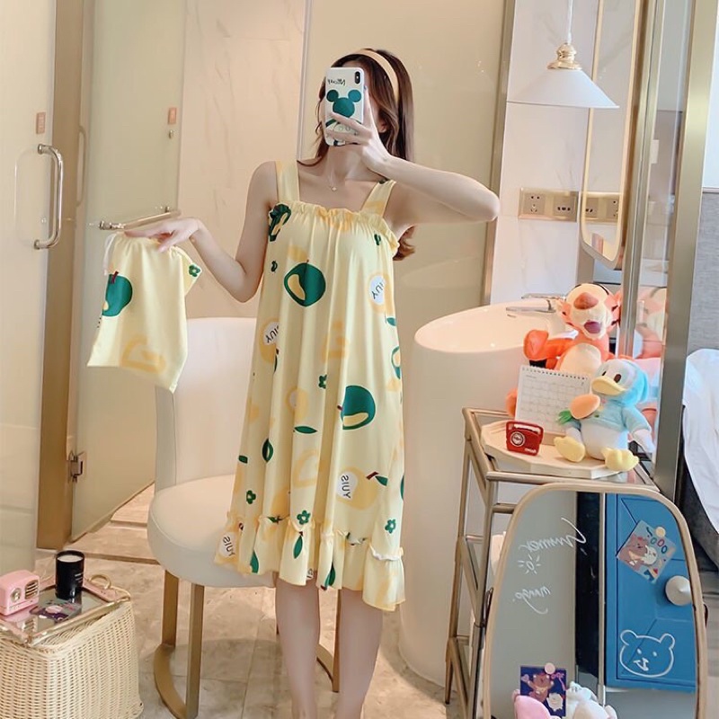 [HÀNG LOẠI1] Váy Hai Dây Nữ Đẹp Mặc Nhà Dáng Xuông, Đầm Ngủ Thun Cotton Mềm Mại | BigBuy360 - bigbuy360.vn
