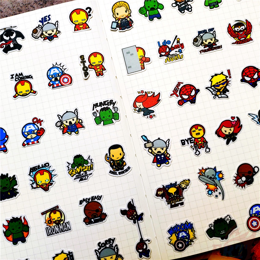Set 60 sticker trang trí nhân vật siêu anh hùng Marvel độc đáo đáng yêu