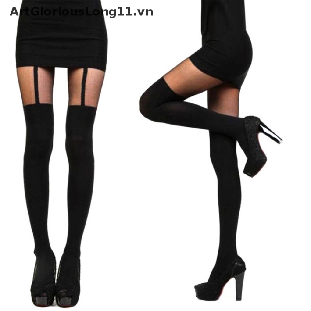 【ArtGloriousLong】 Fashion Women Girls Temptation Sheer Mock Suspender Tights Pantyhose Stockings .