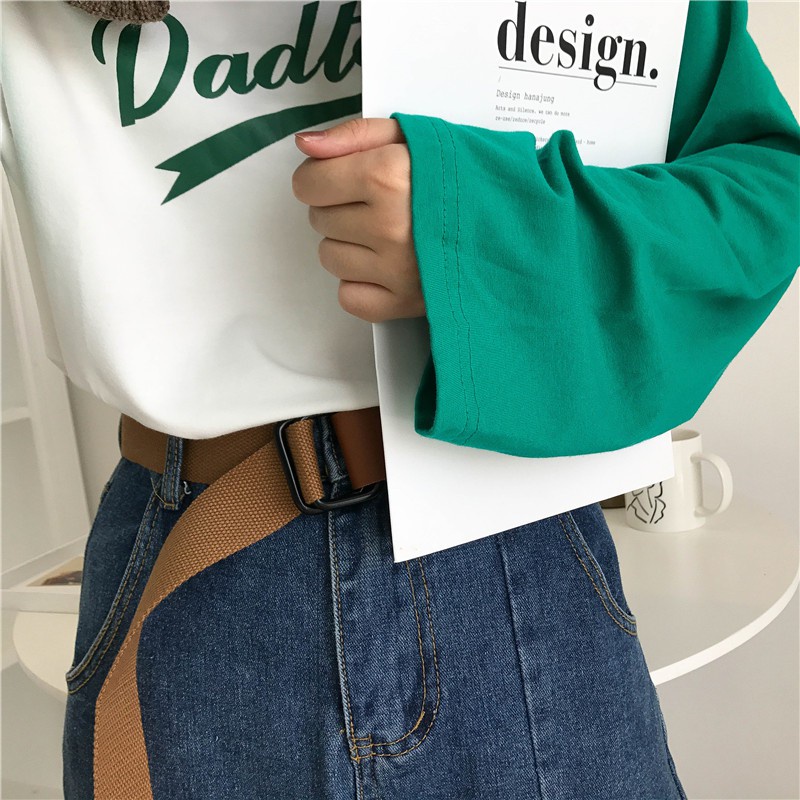 Thắt lưng vải canvas BROO tag Korea dây nịt dù ulzzang phong cách G-D Hàn Quốc cho nam nữ