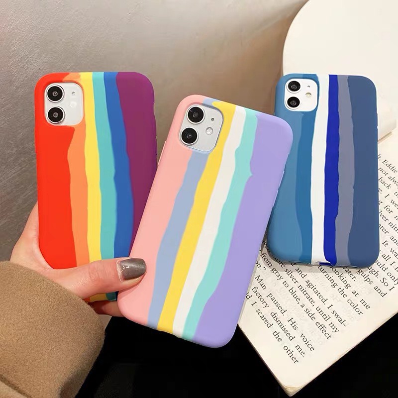 Ốp lưng chống bẩn hình cầu vồng full viền dành cho 6/6s/6plus/6splus/7/7plus/8/8plus/x/xs/xsmax/11/11promax