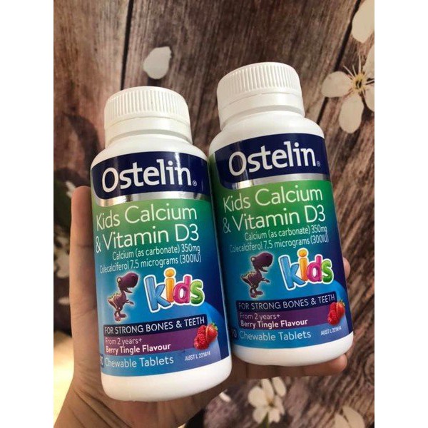 Viên nhai tăng cường canxi cho bé Ostelin Kids Calcium & Vitamin D3 chewable (90 viên)