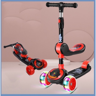 🍁 Xe Scooter, Xe Trượt Cho Bé Bánh Có Đèn Có Nhạc 3 in 1 Chịu Lực 90KG