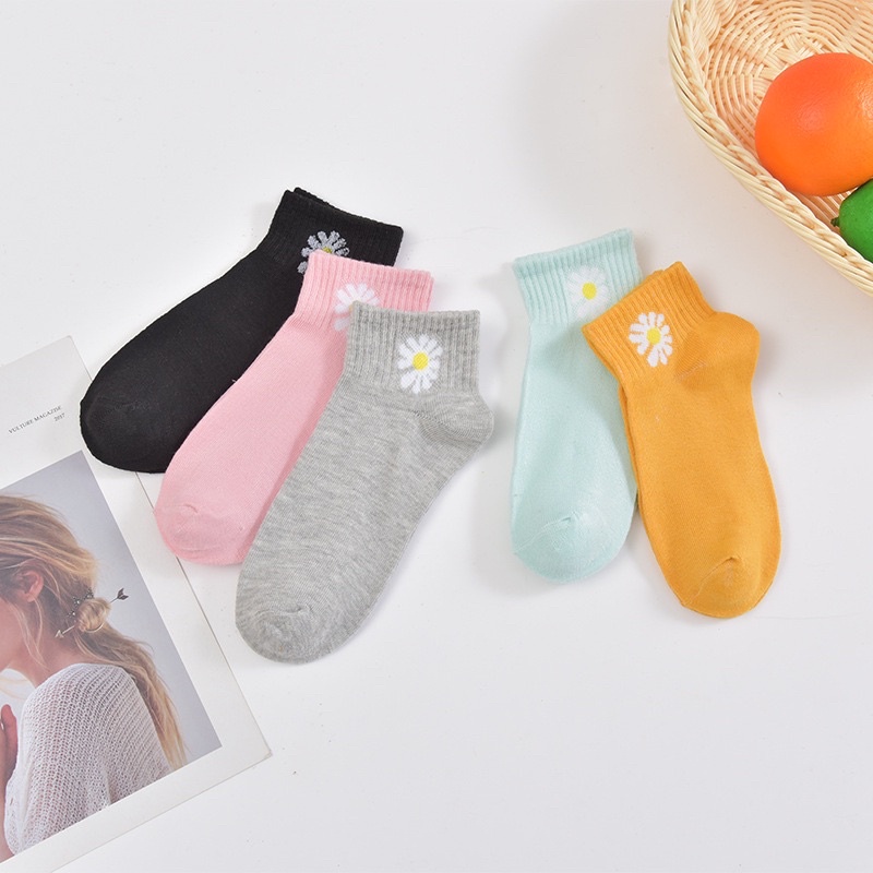 [Tonashoe] Tất Cổ Ngắn Hoạ Tiết Cúc V04