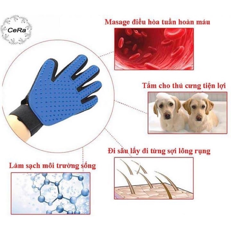Găng tay chải lông chó mèo