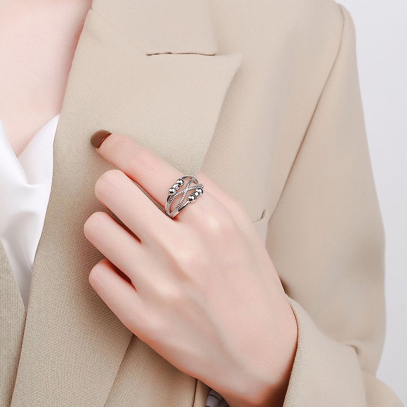 Nhẫn Hở Màu Bạc Cổ Điển Có Thể Điều Chỉnh Giảm Căng Thẳng Thời Trang Unisex