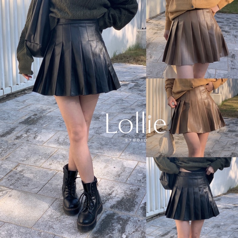 Chân váy da nữ tennis skirt xếp ly tôn dáng LOLLIE STUDIO SK131