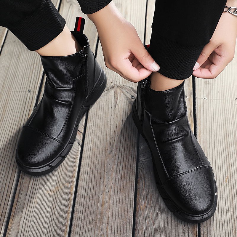 Giày Thể Thao Cổ Cao Lót Lông Cashmere Dày Giữ Ấm Thời Trang Thu Đông Cho Nam | BigBuy360 - bigbuy360.vn