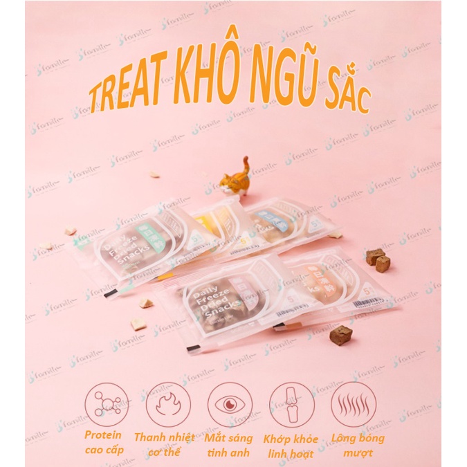 [CAT ONLY]Thức Ăn Khô Cho Mèo, Treat Khô Ngũ Vị JFamille, Gói 5g, Đầy Đủ Dưỡng Chất, Mượt Lông, Dễ Tiêu Hóa. JF141