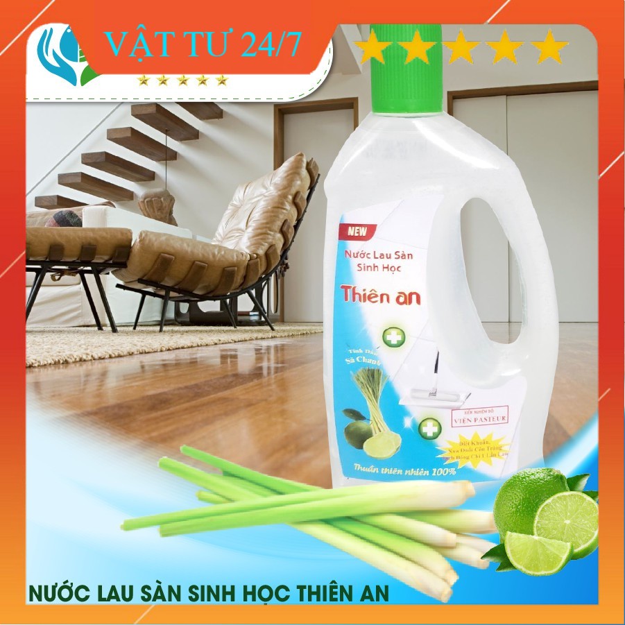 Nước lau sàn nhà sinh học Thiên An 1 Lít - Lau các bề mặt sạch bóng và diệt khuẩn chống trơn trượt