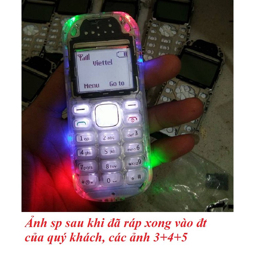 Combo Vỏ Trong+ Sườn led trong suốt nokia 1280