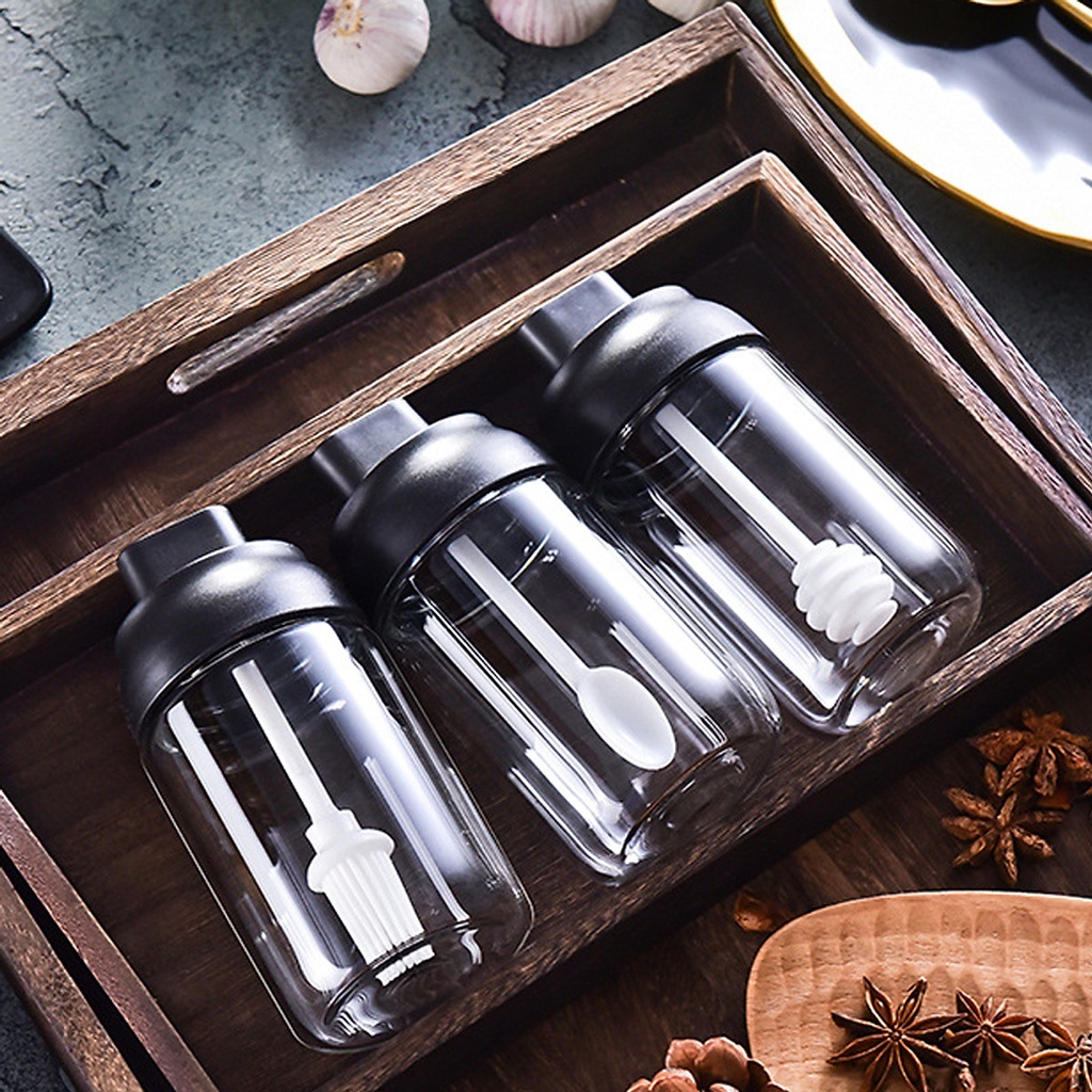 Hũ đựng gia vị thủy tinh kèm muỗng,lọ đựng gia vị phết dầu, phết mật ong tiện dụng dung tích 250ml