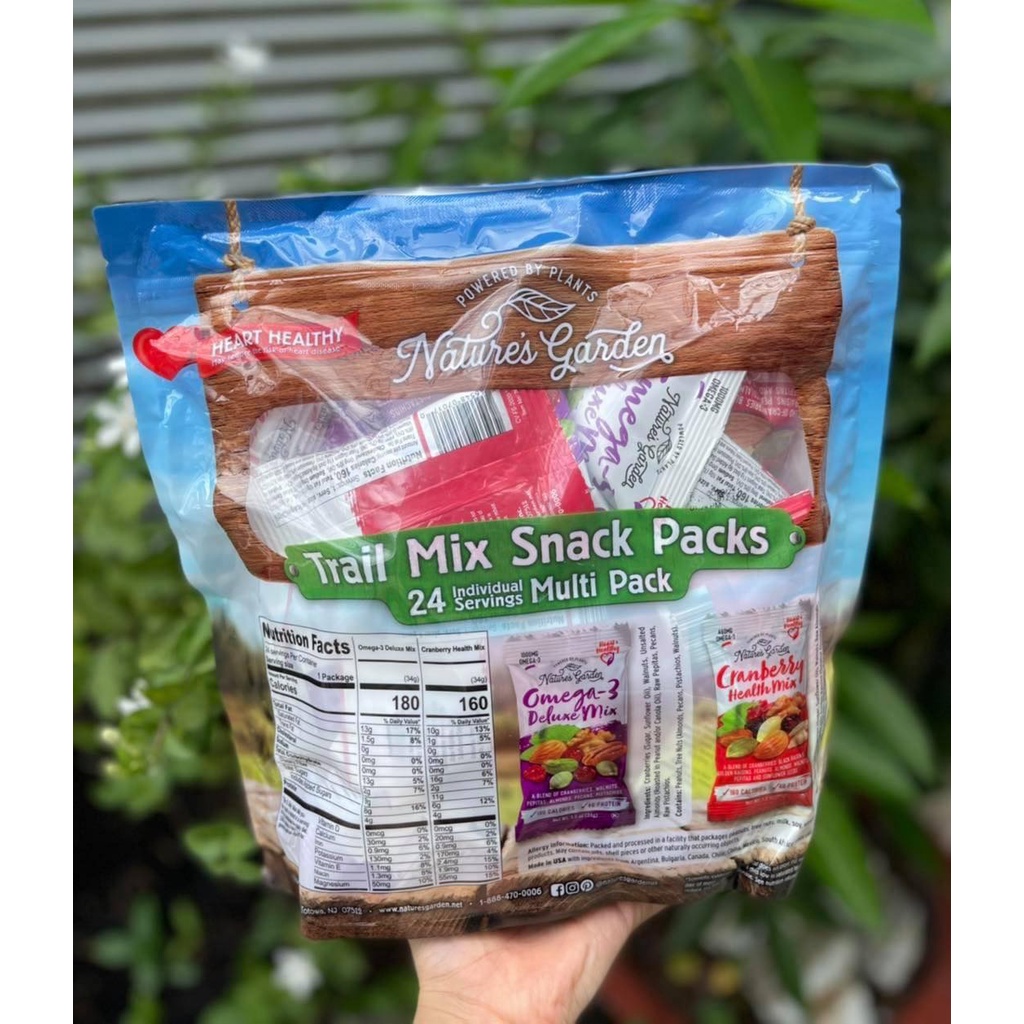 Trail mix snack packs Nature’s Garden Mỹ- bịch 24 gói-820gram