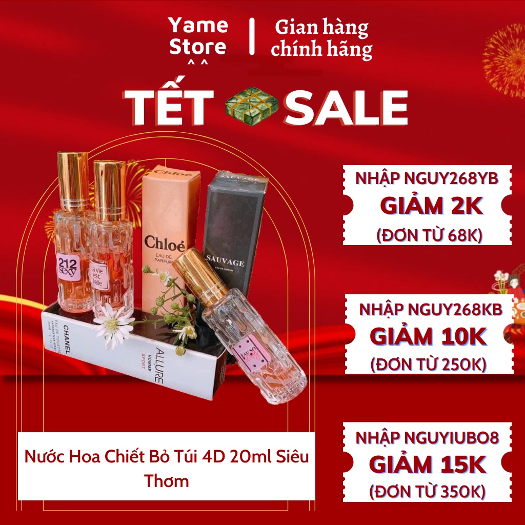 Nước Hoa Chiết Bỏ Túi 4D 20ml Siêu Thơm