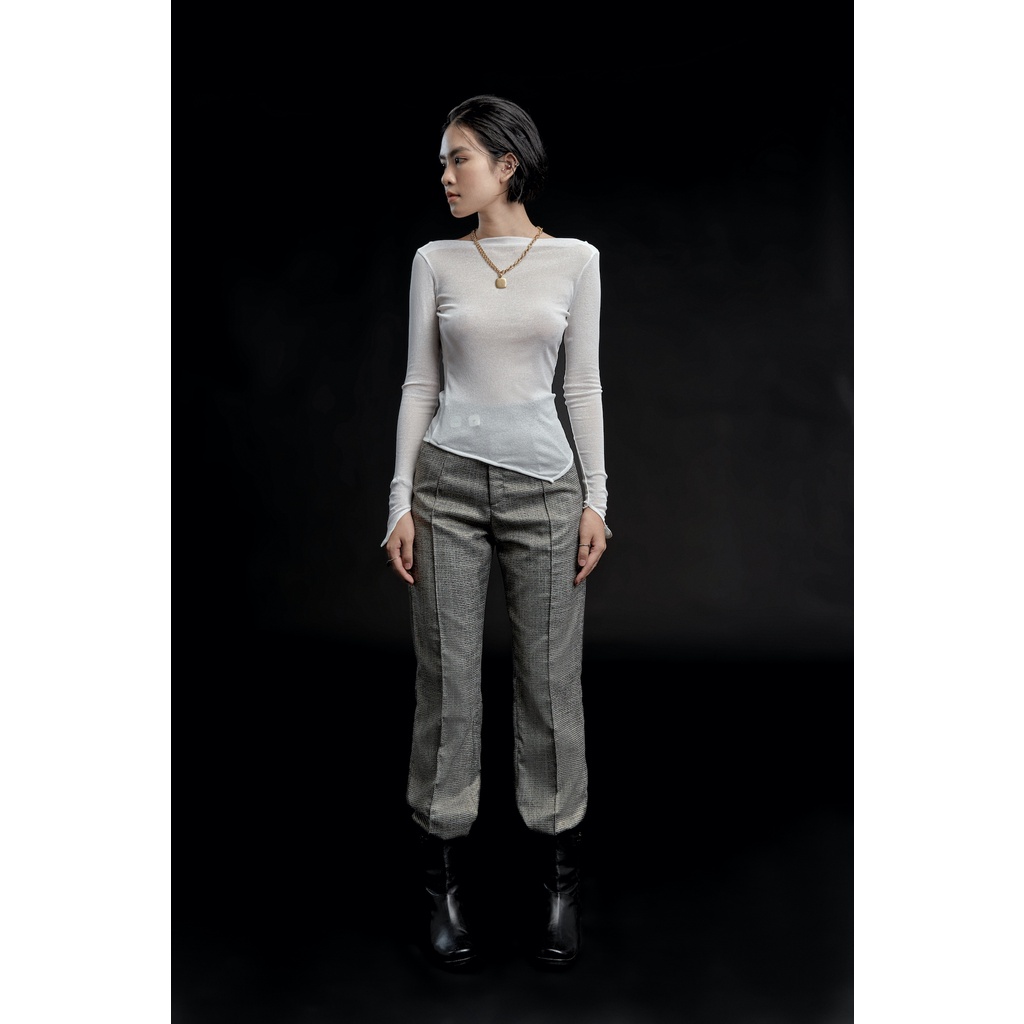 CHEN - ÁO TRẮNG TAY DÀI DÁNG ÔM CỔ THUYỀN HỞ LƯNG VẢI XUYÊN THẤU - 112132 (CRISP LONGSLEEVE IN WHITE) | BigBuy360 - bigbuy360.vn