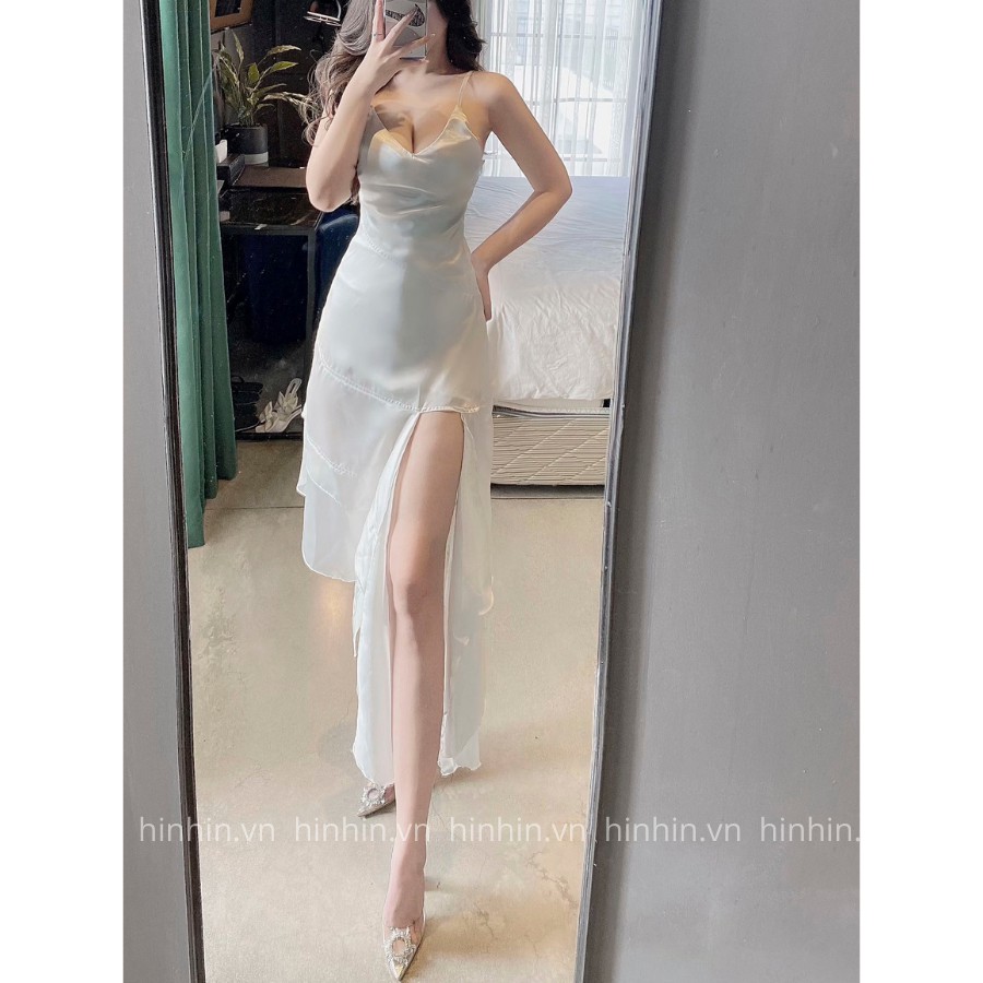 Đầm body lụa 2 dây thiết kế xẻ tà cao màu trắng và màu đen EXDT194 EXISTS BEAUTY | BigBuy360 - bigbuy360.vn