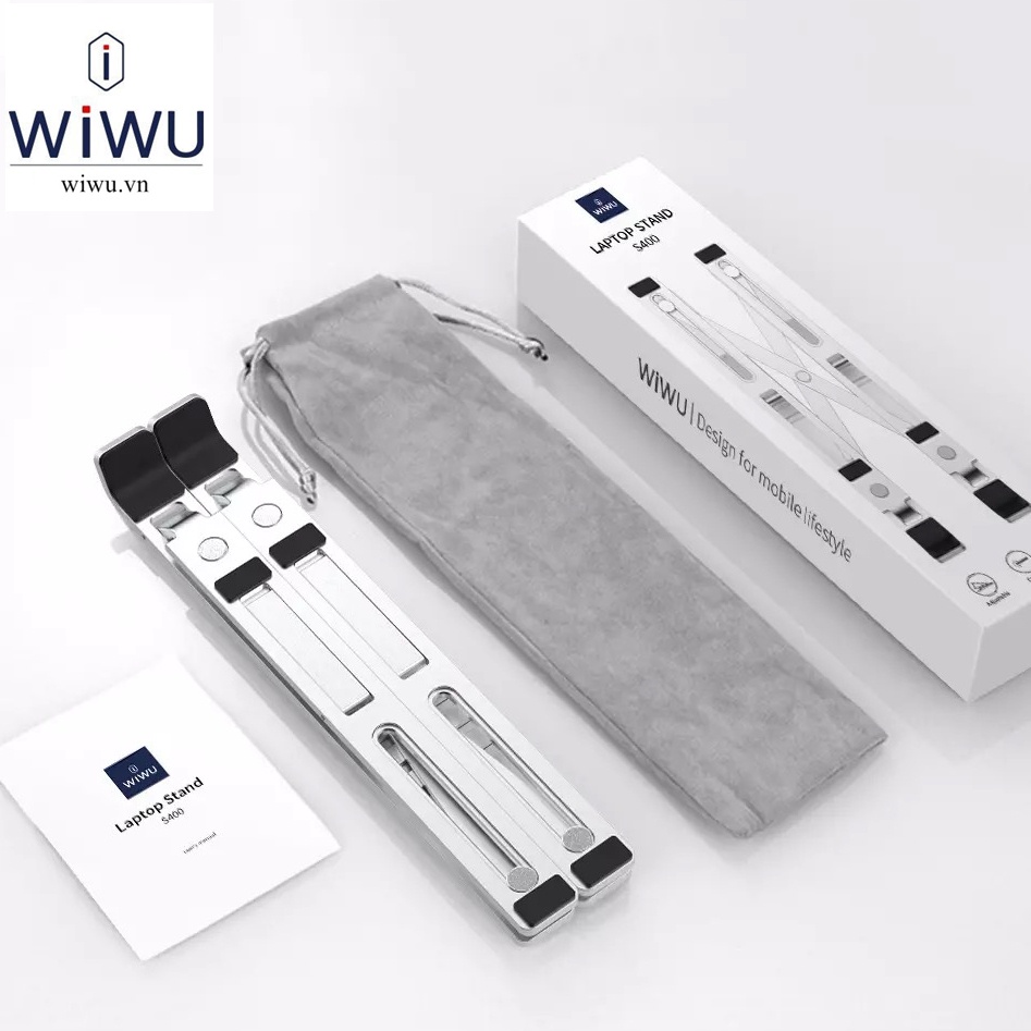Giá đỡ kim loại xếp gọn Wiwu Laptop Stand S400 cho Mac book 16 inch M1 , Laptop 13 – 16 inch nhỏ gọn chắc chắn