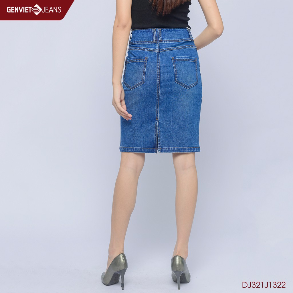 Chân Váy Jeans Nữ Dáng A Ôm Juyp Nữ Công Sở Genviet Chất Bò Mềm Thoải Mái Tiêu Chuẩn Quốc Tế DJ321J1322