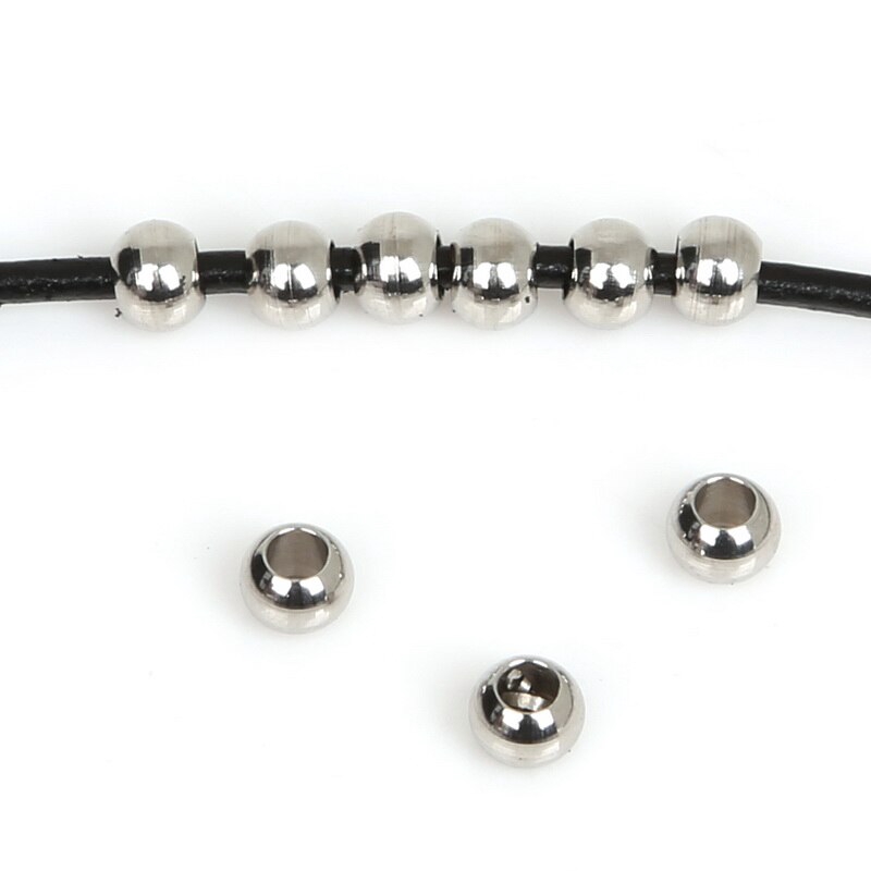 Hạt tròn bằng thép không gỉ dùng làm trang sức/ vòng tay thủ công 1/1.5/2.5/3/4.5/6.5mm