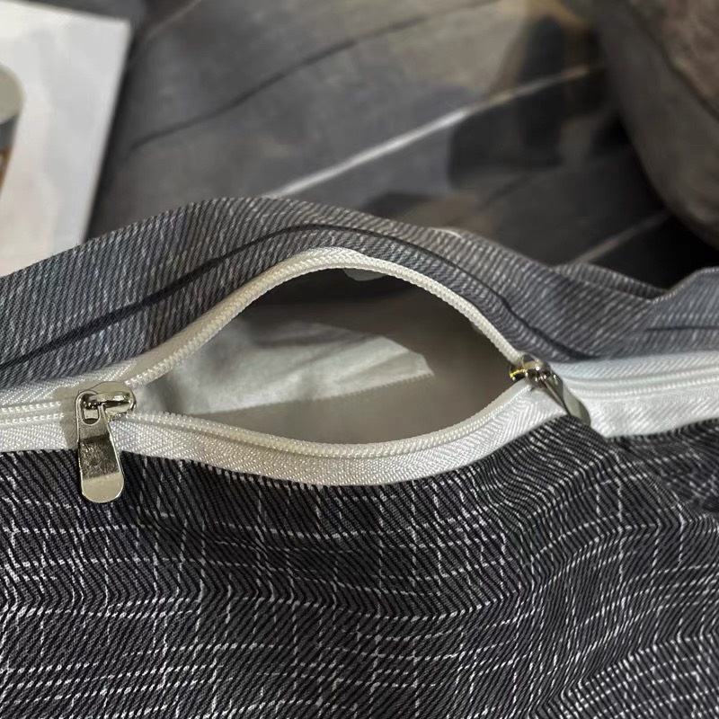 Bộ chăn ga gối cotton organic Kẻ ghi đen Dreamhomedding