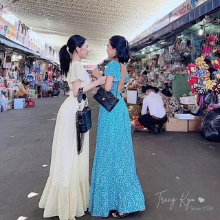 Đầm Maxi hoa xanh