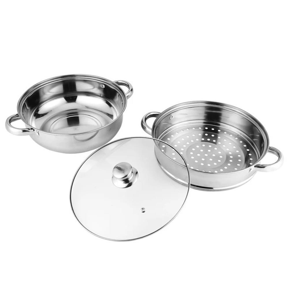 Nồi lẩu Inox 2 tầng 28cm❤️Kèm Xửng hấp❤️ Mã 20020