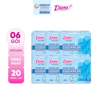 Bộ 6 Băng vệ sinh Diana hàng ngày Sensi Cool Fresh gói 20 miếng