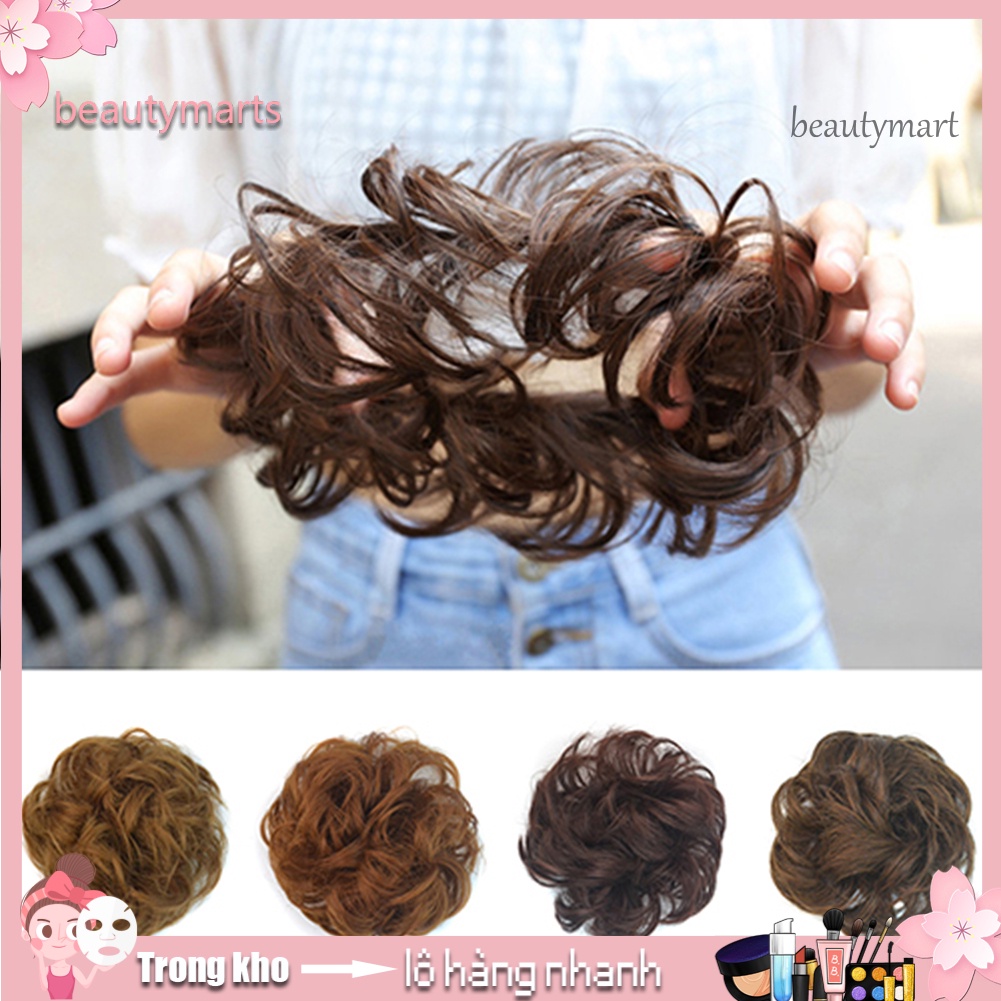 MF_Women Messy Donut Chignons Wavy Hair Bun Updo Extension Ponytail Hairpiece Wig