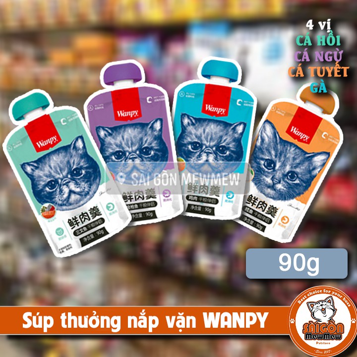 SÚP THƯỞNG WANPY CHO MÈO CÓ NẮP VẶN 90GR